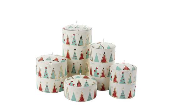 Christmas Tree Candle Turquoise & Red